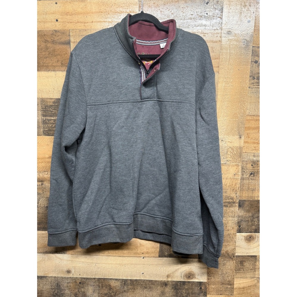 Orvis Mens XL Quarter Zip Pullover Sweatshirt Gray Mock Neck Fly Fishing Lure